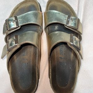 Gold Birkenstock sandals